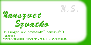 manszvet szvatko business card